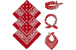 FUIPVGI 3 Pcs Bandana Head Scarf for Men and Women Stylish Versatile Red Bandanas Paisley Print Cowboy Headband Scarf Headbands Masks for Running, Hiking, Biking, Cosplay