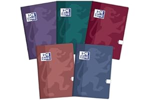 Oxford Touch Trend Zeszyt A5 Notatnik Brulion, 60 Kartek, w linie, notes do biura i szkoły, zestaw 5 sztuk, mix kolorowych okładek