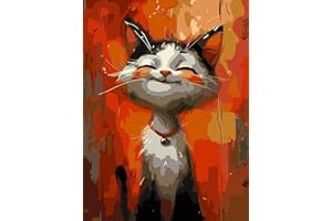 BEAYIOU Cartoon Katze Malen nach Zahlen für Erwachsene, Malen nach Zahlen Kit auf Leinwand für Anfänger, Ölgemälde Set Bastelbedarf, 3 Pinsel und Acrylfarbe 12x16 Zoll