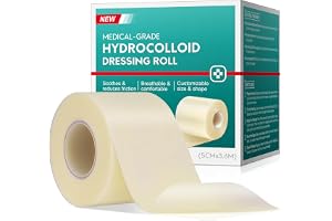 Hydrokolloid bandage rulle 5 cm x 3,6 m – sårförband, vattentätt och andningsbart, hydrokolloidbandage som kan skäras till storlek för akne, bubblor, brännskador och känslig hud – allergivänligt och