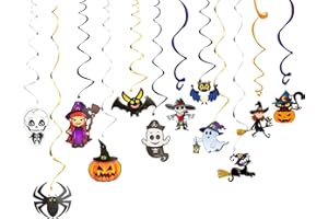 aupawdy Halloween Decorazioni Spirale Halloween Party Hanging Swirl Decorazione Decorazioni Pendenti a Spirale Horror Tema Halloween Feste Ornamenti Spirale Pipistrelli Swirl Carte di Hanging12 PCS