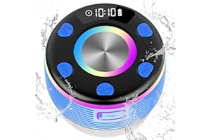 OYIB Bluetooth Shower Speaker, Portable Bluetooth Speaker with 360° Surround Sound, RGB Lights, Built-in Mic, IPX7 Waterproof Wireless Speaker with Suction Cup for Party/Outdoor/Bathroom/Travel, Blue