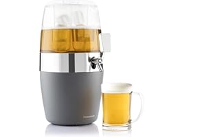 InnovaGoods - Distributeur de bière 4L, Fontaine alcool réfrigérante, Machine à jus de fruits et cocktails, Idéal décoration de réfrigérateur, Transparent, 22 x 26 x 41 cm, ABS