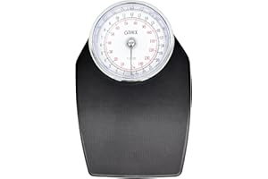 BEST HOME TECH Bathroom Scales Doctors Style Large Easy Read Dial up to 150 KG 23 Stone 9 Pound Mechanical Black Gtrix Accurate 500g Increments Non Slip Analogue