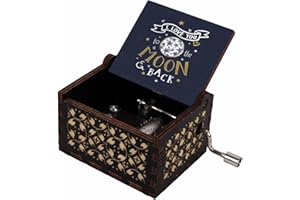 Coonoor Spieluhr - ICH Liebe Dich BIS ZUM MOND UND ZURÜCK Spieluhren für Erwachsene, Handkurbel Spieluhren für Geburtstag, Jahrestag, Festival, Schwarz