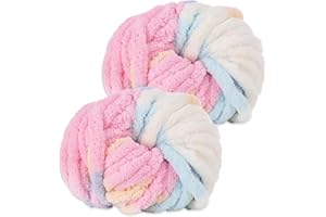 Hengrongshen 2 Ovillos Lana Gruesa para Tejer a Mano 500g, Lana Gorda XXL Malvavisco, Ovillo Lanas Gruesa para Tejer Mantas, Almohadas, Bufandas y Gorros