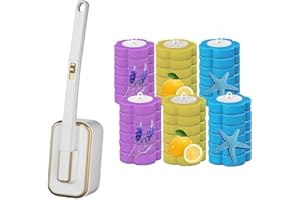 Midslinee Scopino WC con Spugnette, Pulisci Water Usa e Getta, Scopino WC con Spugnette Monouso Montaggio a Parete Manico Lungo con 36 Ricariche Cleaner, Toilet Brush