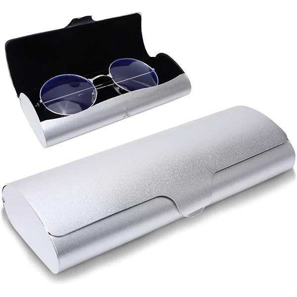 Ezeso, Aluminium Glasses Case, Simple Design, Silver, 15.2 x 4.9 x