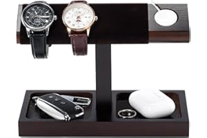 ProCase Watch Organizer Stand, Wood Watch Bracelet Display T-Bar, Watch Holder Storage -1 Tier, Darkbrown
