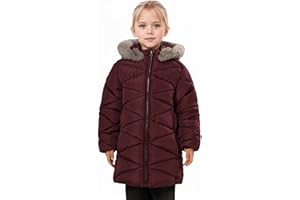 SOLOCOTE Manteaux d'Hiver pour Fille avec Capuche Doublure Sherpa Légers Épais Chauds Gonflés Résistants à l'Eau Coupe-Vent Brillants
