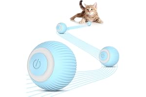 Gofady Katzenball Elektrisch Wiederaufladbar mit Powerball Katze - Interaktiver Spielball für Katzen 360°, Katzenspielzeug Ball Elektrisch mit USB & LED-Leuchten (Blau) (2 Modes, Blue)
