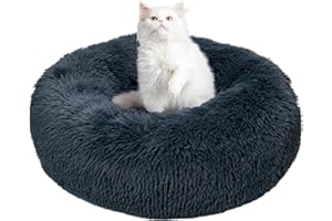 TOHDNC Letto Rotondo 50cm per Gatto e Cane, Calming Fluffy Peluche Anti Ansia Cozy Donut Cuddler Con Fondo Antiscivolo per Cani e Gatti di Piccola Taglia Media