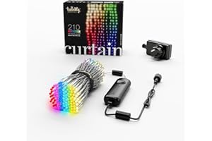 Twinkly Curtain 210 LED RGB+Blanc, Guirlande LED Extérieure et Intérieure, Lumières Smart RGB et Blanc, Compatible avec Alexa, Google Home, IP44, Contrôle App, Fil Transparent, 1.5m x 2.1m