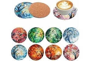 WOPLAGYREAT Diamond Posavasos Painting Originales Madera DIY Lainting Art Frikis Corcho Portavasos Absorbentes Posa Vasos Temporada