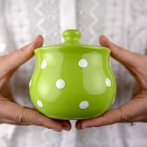 Set Da Tè In Ceramica A Pois Bianco E Nero - Teiera 1,7L, Bricco Latte E Zuccheriera Dipinti A Mano