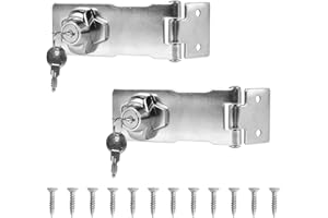 LISSUDA 2Pcs Keyed Hasp Lock Heavy Duty Hasp and Staple with Padlock Shed Locks Door Latch Hasp with 2 Keys Metal Locking Hasp Safety Gate Locks for Doors Cabinet Drawer Cupboard Boxes Garden