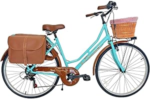 MADICKS Vélo Femme de Marche Pays-Bas Taille 26 Vélo de ville Vintage rétro avec Panier Avec Changement City bike Tiffany Celeste