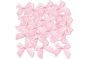 Ryvera 48 självhäftande satinrosetter rosa, 5 cm för presentdekoration