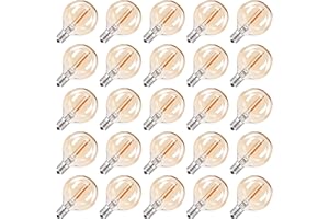 HCNEW 25 sztuk żarówek LED G40, 1 W, E12, 220 V, ciepła biel, szkło, 2200 K, zamiennik żarówki LED G40, 7 W, świecące, na imprezę, do ogrodu, na wesele, jako dekoracja łańcucha, łańcuch świetlny, zapasowa