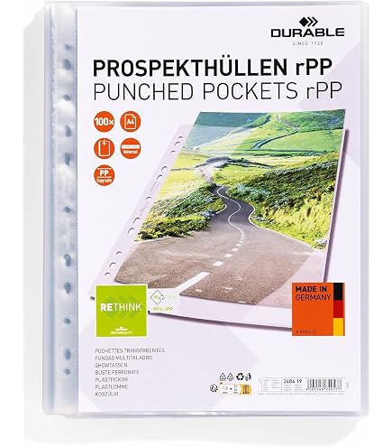 Prospekthüllen pro office, DIN A4, 100 µ, 100 Stück, glatt, glasklar, 7,48