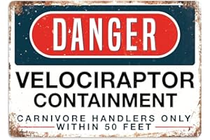 CIRRUS Plaque métallique murale - Danger - Velociraptor Containment – Art source d’inspiration