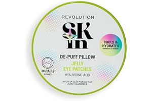 REVOLUTION SKINCARE LONDON Revolution Skin, De-Puff Pillow Hyaluronic Acid Jelly Eye Patches, Hydrogel Patches, Cools & Hydrates Under-Eyes, Vegan & Cruelty-Free, 30 Pairs