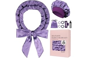 Baolivi Satin Locken Ohne Hitze, Heatless Curls Band Lockenwickler Über Nacht, 70" Overnight Curls DIY Hair Curler Rollers Lockenband, 9 Stück Locken Über Nacht Set mit Schlafmütze für Langes Haar