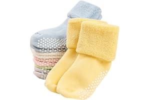 VWU Baby Mädchen Socken Anti Rutsch Dicke Manschette Baumwolle 6er Pack