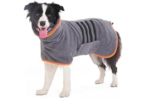 HezzLuv Ultra Absorbent Dog Bathrobe Towel – Microfiber Quick Dog Drying Coat Dressing Gown – Adjustable Fit for Comfort & Warmth - Perfect for Baths, Swims & Muddy Walks(Orange, XXL)