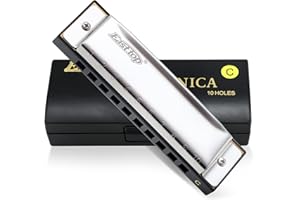 East Top Diatonic Harmonica C key, 10 Holes Blues Harmonica T10-3, Mouth Organ harmonica with Case for Adults, Professionals, Beginners and Students