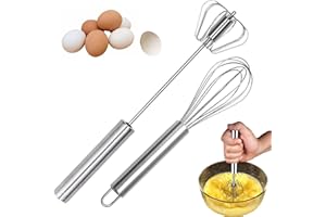 MXHBSTP 2 Pcs Hand Whisk, Semi Automatic Whisk Hand Push Blender Mixer Egg Whisk Milk Frother Balloon Whisk Set Mixer Versatile Mixer Stirrer Tool for Blending Whisking Beating Stirring
