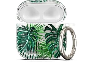 kwmobile Fodral kompatibel med Apple Airpods 4 Case - Mjukt TPU-skydd - Grönt transparent fodral med tropiska växter