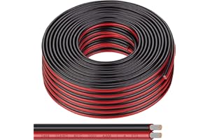 CERSATY ADNEWX 22AWG Cable Electrique Souple, 20m Fil Electrique 12v 2 Conducteur Rouge Noir Fil Voiture pour LED Ruban Lampe Bande et Câblage Extension