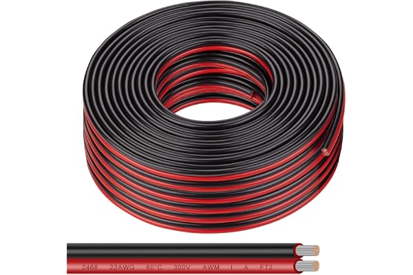 ADNEWX 22AWG mjuk elkabel, 12 v 2, elektrisk ledare, 20 m | Röd svart biltråd för LED-bandlampa och ledningar förlängning