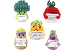 REBUCINA 5 Pcs Positive Lovely Potato with Positive Card, Positive Gifts, Positive Crochet, Positive Vegetable, Suitable for Birthday Room Decoration, Potatoes, Eggplant, Broccoli, Pineapple, Tomatoes