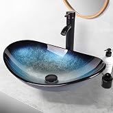 ARTETHYS Bathroom Sink, Countertop Wash Basin, Glass Vessel Washing Bowl Set with Tap, Cabinet Counter Top Sink with Faucet P