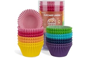 Parmedu 400 Stück Papier-Muffinförmchen: Jumbo-Größe 5,5cm Muffin-Förmchen - 8 Regenbogenfarben Backförmchen Cupcake-Hüllen