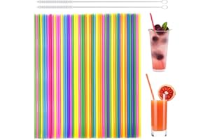 Addein 50PCS Drinking Straws with 2 Cleaning Brushes, Reusable Straw, Reusable Straws Drinking, Cocktail Straws for Family Bars Cafes Restaurants BBQ Parties Celebrations