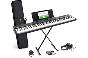 Alesis Pianoforte Digitale 88 Tasti con 480 Suoni, Altoparlanti, USB MIDI, Custodia da Trasporto, Cuffie, Pedale e Lezioni per Principianti