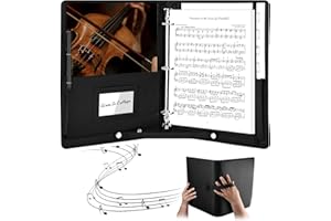 BUERPINKING Porte-partitions A4 noir pour chanteur avec poche intérieure et sangle de main de luxe à noir pour partitions de musique, classeur pour partitions de musique A4 élastine - Sangle - Fonction étanche