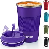 KETIEE Kaffeebecher to go380ml Thermobecher Kaffee-to-goKaffeebecher ThermoDoppelwandig Reisebecher Travel MugVakuum Isolierbecher mit auslaufsicherem Deckel f r Kaffee und TeeTiefes Lila