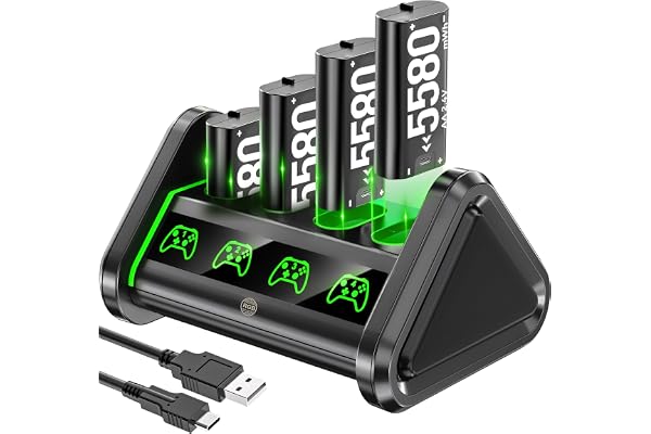 OIVO Baterías para Xbox One/Series X|S/Elite, 4x5580mWh Bateria Mando Xbox, Baterías Recargables para Mandos Xbox, Accesorios para Xbox One/Series X|S