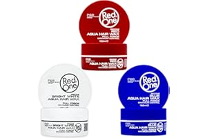 Redone Coiffure Cire Aqua Wax Rouge | Bleu | Blanc Éclatant 150ml | Contrôle Maximum | Puissance Totale | Effet Brillant | Cire pour les Cheveux Hommes et Femmes | Lot de 3
