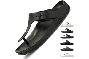 VEXITO Hausschuhe Pantoletten Zehentrnner Unisex Verstellbar mit Riemen Schnallen Weich Fußbett Gr. 35-44