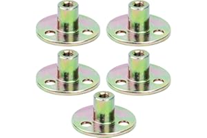 DENTEDELEAO 5 Stück Flanschkupplung, 3 Loch T Mutter Flanschmutter, M6 / M8 / M10 Einschlagmutter, Flanschmuttern, Einschlagmuttern, Hülsenmutter Kohlenstoffstahl, T Muttern Runde Basis (M6)