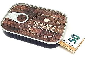 SCHERZBOUTIQUE Opakowanie na prezent pieniężny, pudełko na sardynki, pudełko na prezent na pieniądze, na podróż, przeprowadzkę, urodziny lub jako bon pieniężny | w zestawie naklejka na indywidualne przesłanie | Made