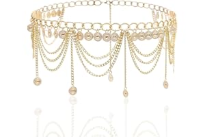 SCDZY Taillenkette Damen GoldBauchkette Gold Metall Kettengürtel Mehrschichtig Bauchkette Ketten Gürtel mit Quastenanhänger, 70 cm + Verlängerungskette 30 cm