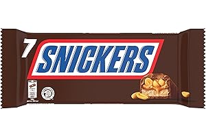 M&M'S SNICKERS - Barre chocolat au lait, cacahuètes et caramel - 7 barres individuelles de 50g - 350g