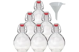 Viva-Haushaltswaren - 6 Glasflaschen 200ml mit Bügelverschluss / Feldflasche zum Selbstbefüllen, inkl. einem Einfülltrichter Ø 7cm
