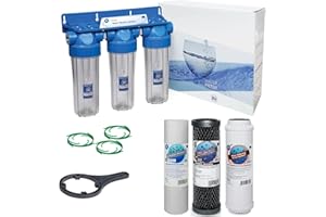 GENERIC Aquafilter 3 Stage Whole House Water Purifier and Softener Filter Kit Salt Free 1" 1/2" 3/4" BSP (1/2" BSP)